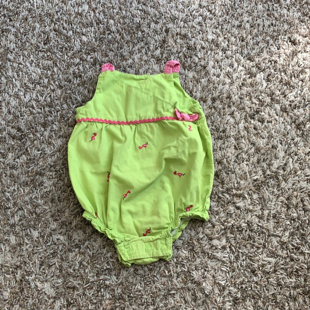 Carter’s green baby girl romper. Size 9months.